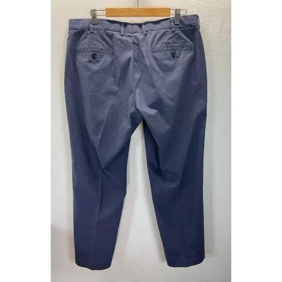 Brooks Brothers slacks Pants Mens 38x30 Clark Blue micro Plaid Stretch Career